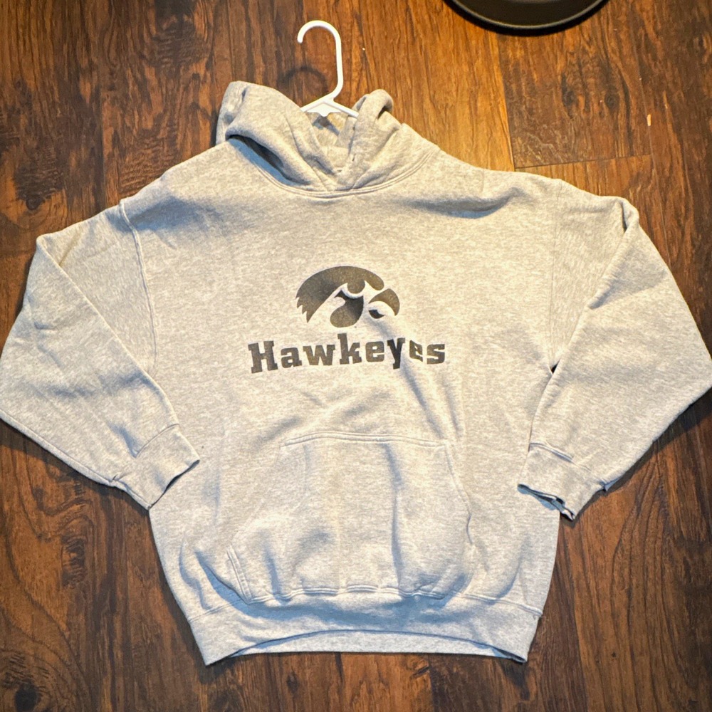 Gildan Iowa Hawkeyes Ultra Blend Pullover Hoodie Gray Black Yellow Size L